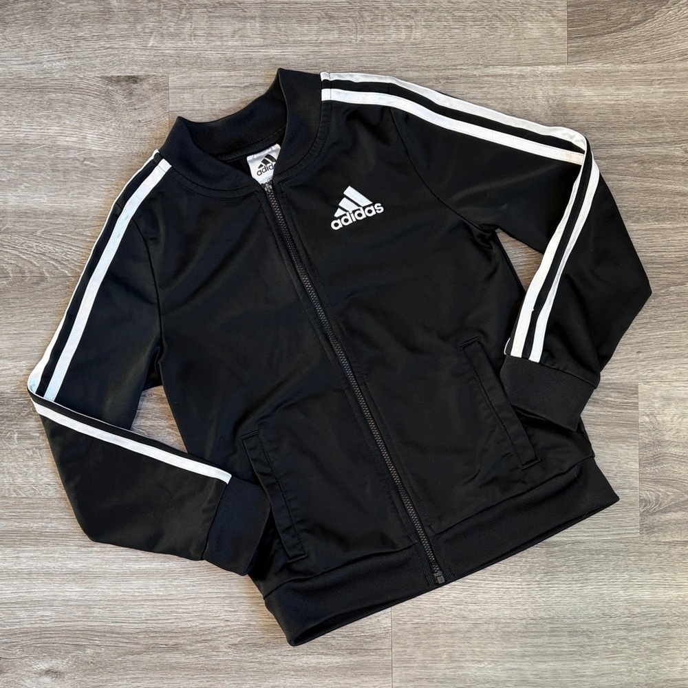 Adidas kids black zip up track jacket